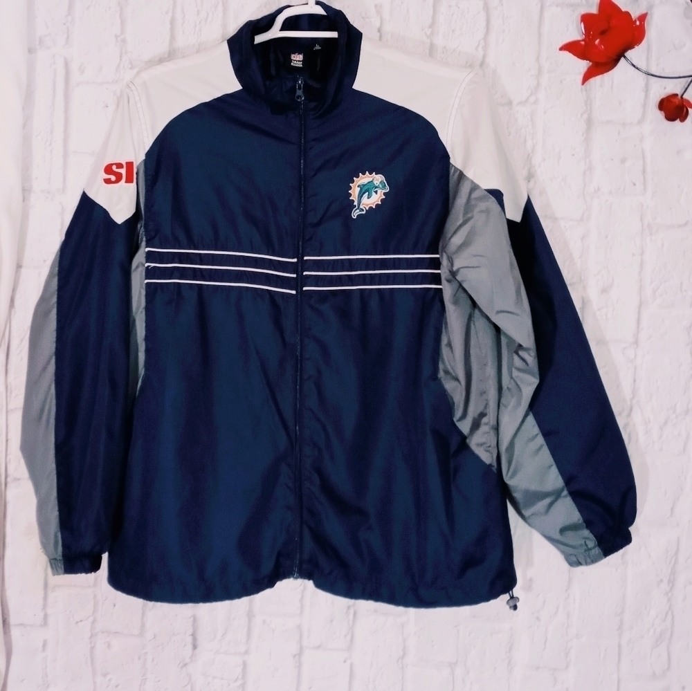 Reebok NFL‎ Team Dolphins Full Zip Color Block Lightweight Jacket